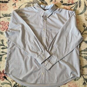 Men’s Izod Red, Blue & White Casual Button Down Shirt